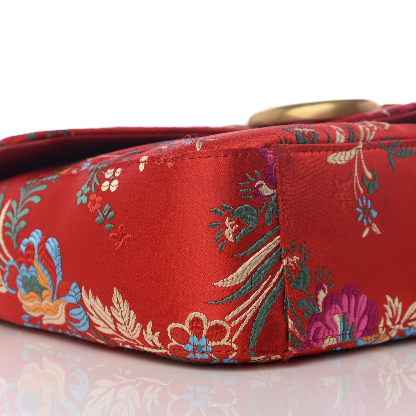 Jacquard Matelasse Floral Medium GG Marmont Shoulder Bag Red