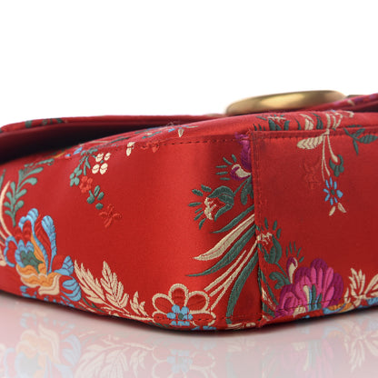 Gucci Jacquard Matelasse Floral Medium GG Marmont Shoulder Bag Red 5 of 8
