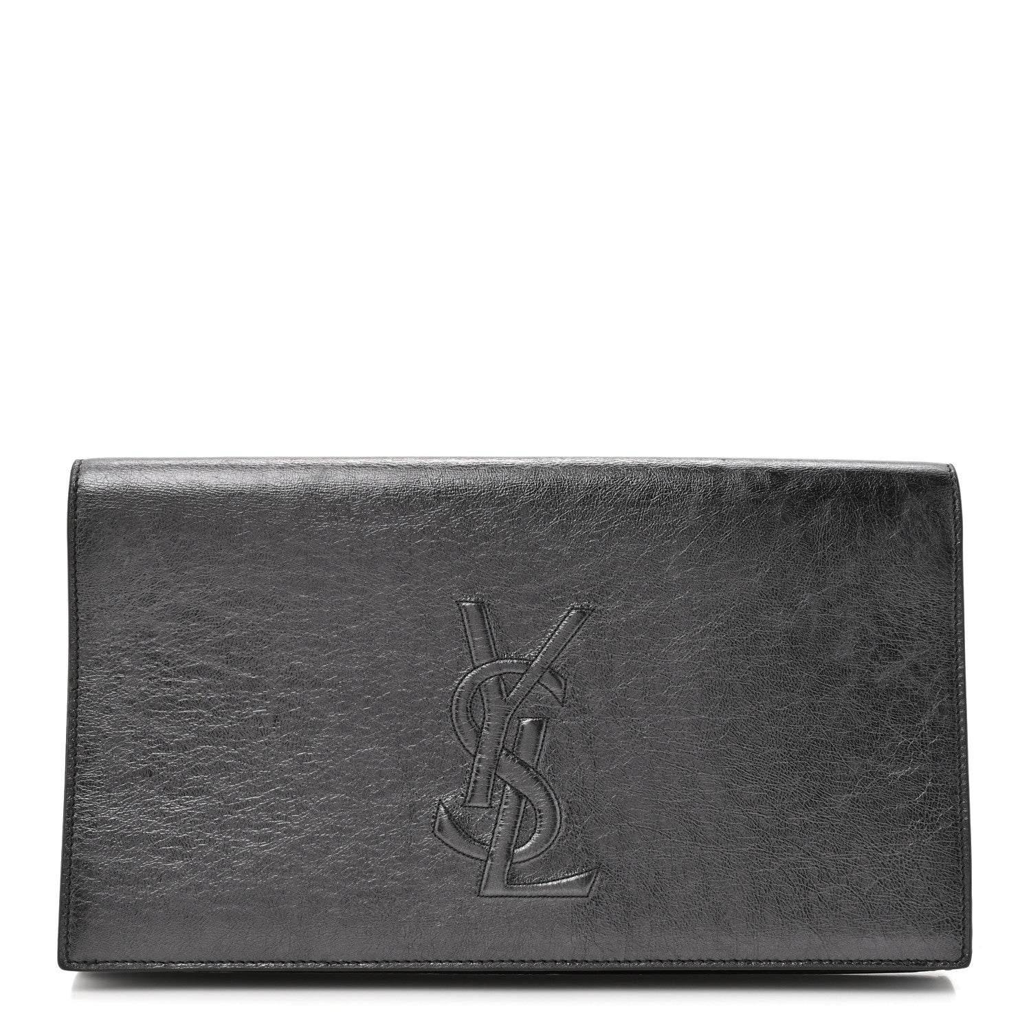 Saint Laurent Metallic Calfskin Large Belle De Jour Clutch Dark Silver 1 of 11