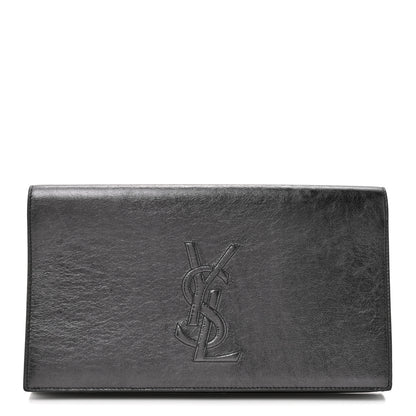 Saint Laurent Metallic Calfskin Large Belle De Jour Clutch Dark Silver 1 of 11