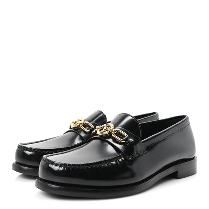 Louis Vuitton Glazed Calfskin Chess Flat Loafers 36.5 Black 4 of 10