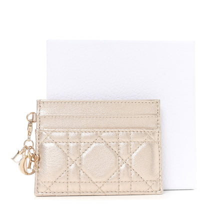 Christian Dior Metallic Calfskin Cannage Lady Dior Freesia Card Holder Gold 8 of 8