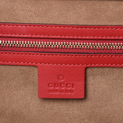 Gucci GG Supreme Monogram Calfskin Medium Padlock Top Handle Bag Beige Hibiscus Red New Rosette 6 of 10