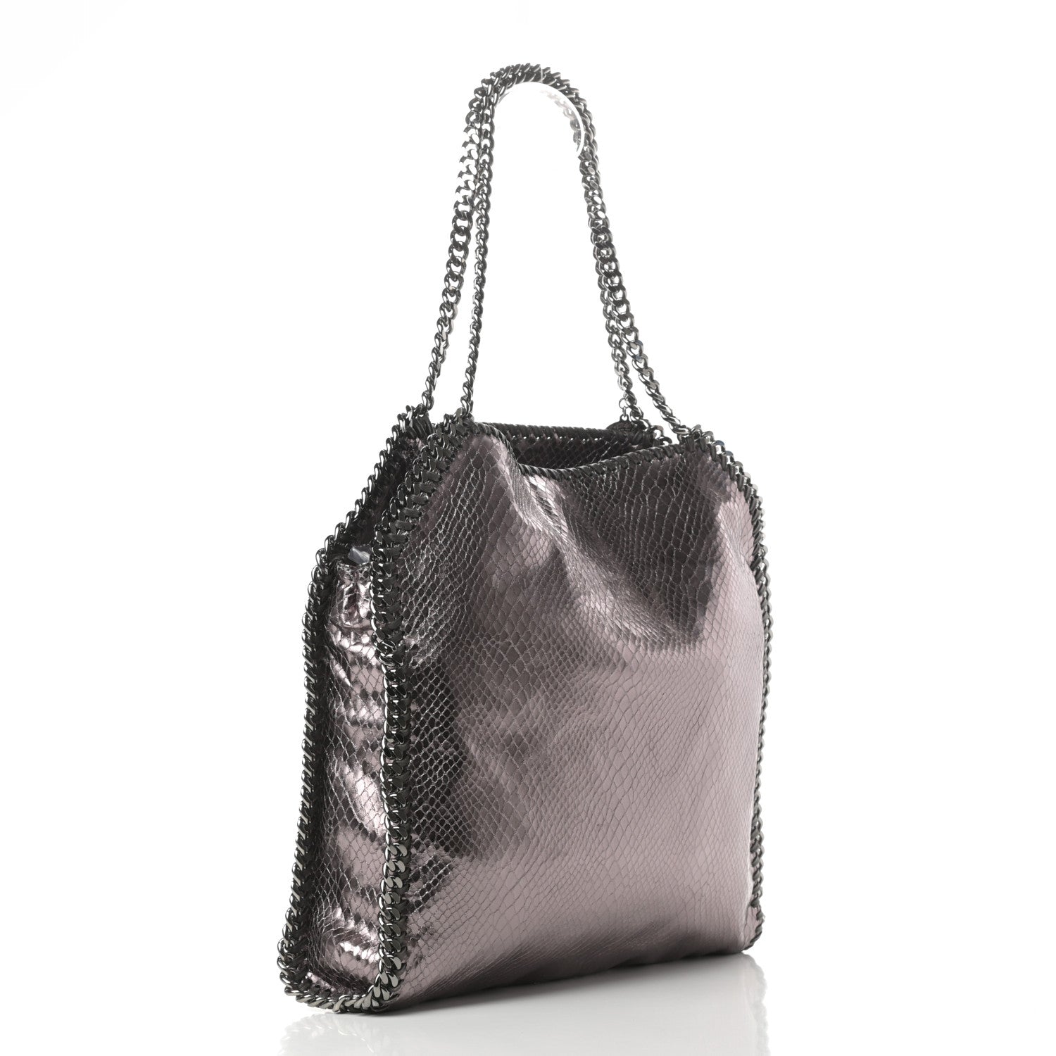 Stella McCartney Metallic Snakeskin Print Small Falabella Tote Ruthenium 3 of 10