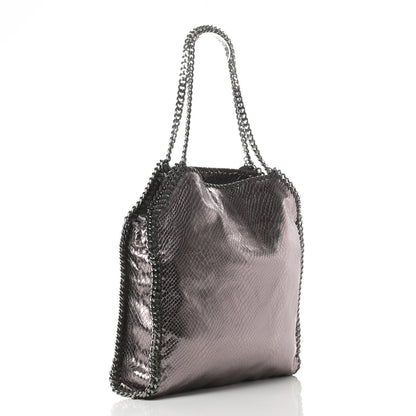 Stella McCartney Metallic Snakeskin Print Small Falabella Tote Ruthenium 3 of 10
