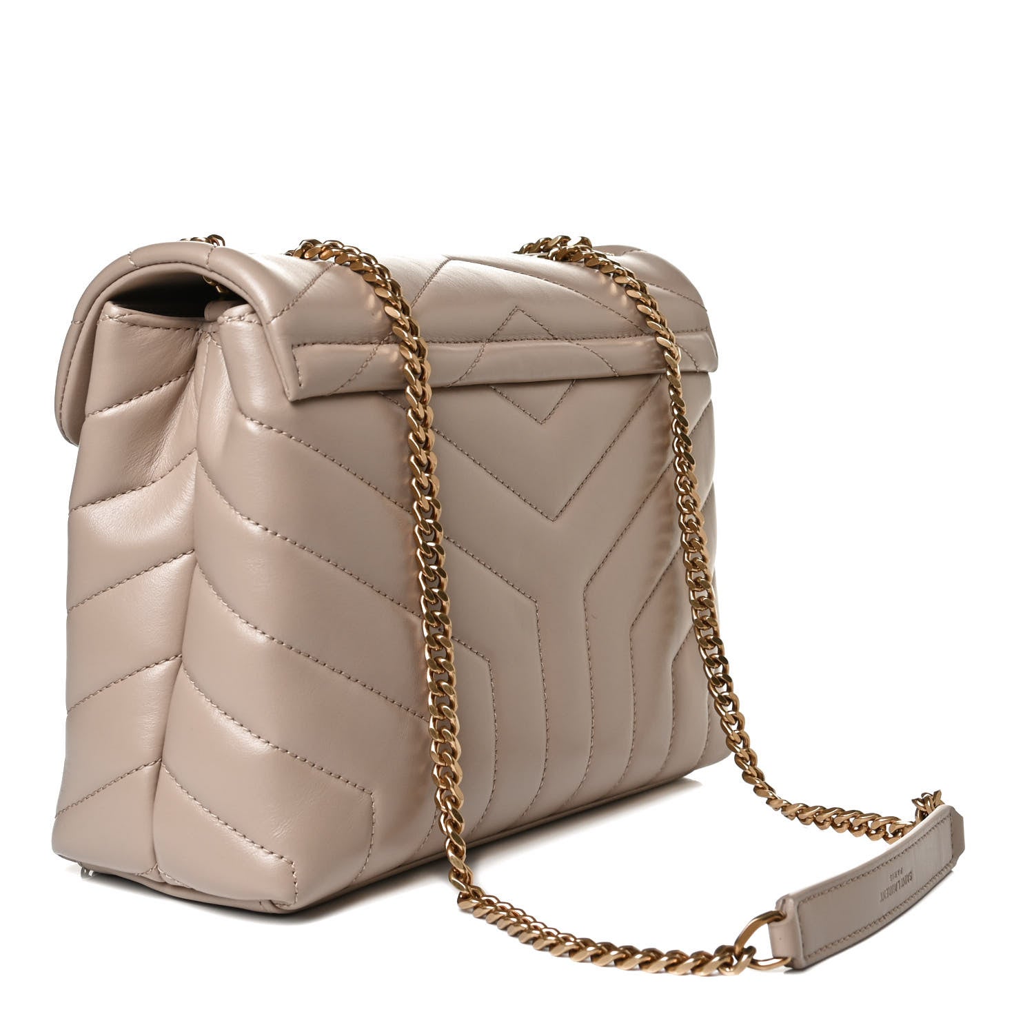 Saint Laurent Calfskin Y Quilted Monogram Small Loulou Chain Satchel Dark Beige 3 of 16