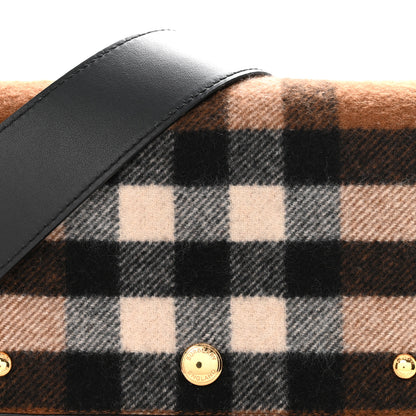 Burberry Cashmere Hackberry Check Note Medium Crossbody Bag Brown 7 of 9