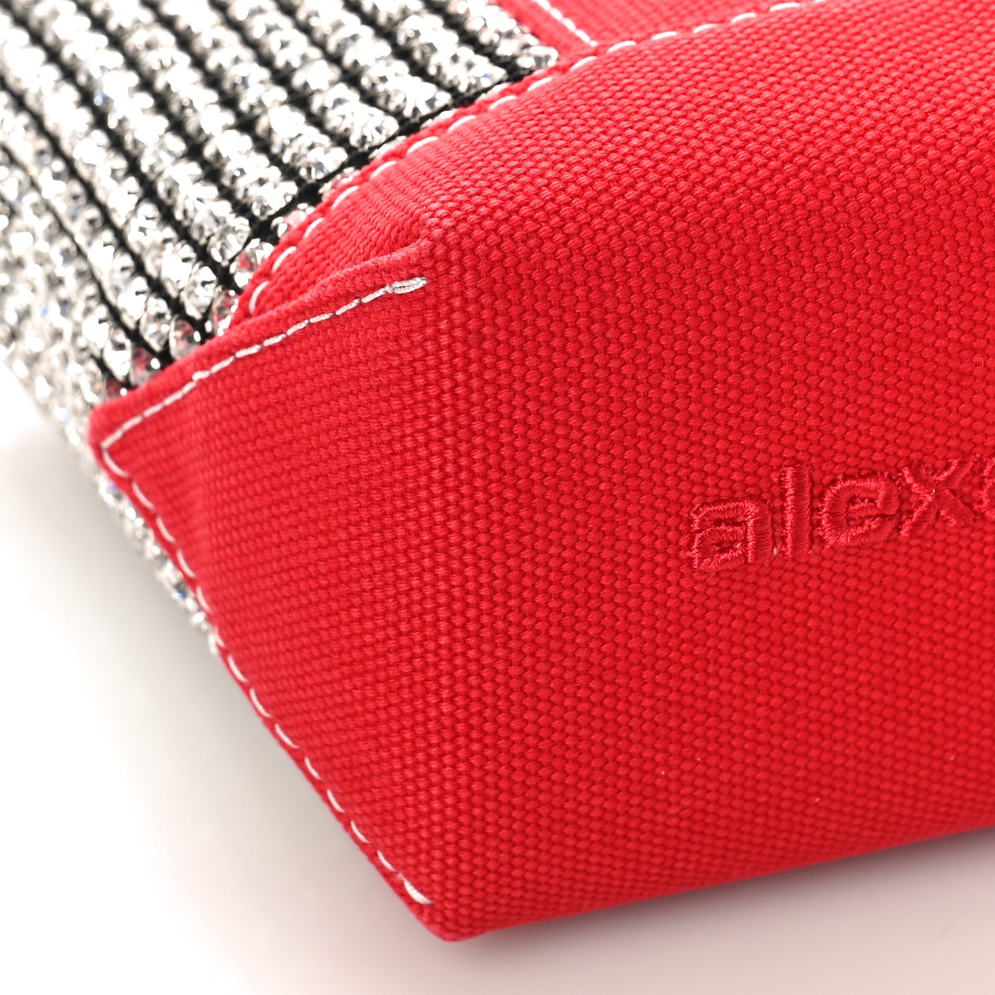 Mesh Crystal Rhinestone Mini Cruiser Tote Red Silver