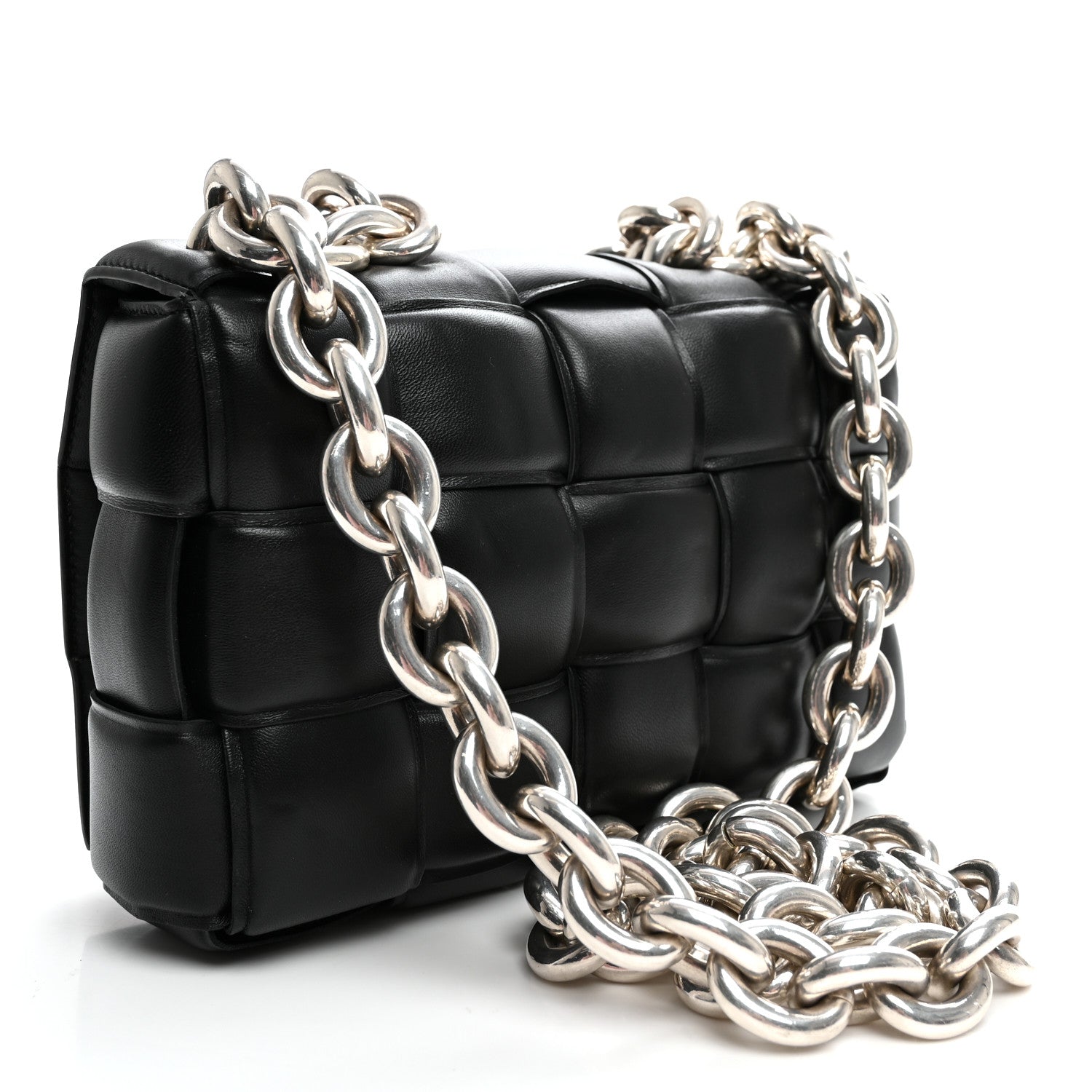 Bottega Veneta Lambskin Maxi Intreccio Padded Chain Cassette Crossbody Bag Black 3 of 10