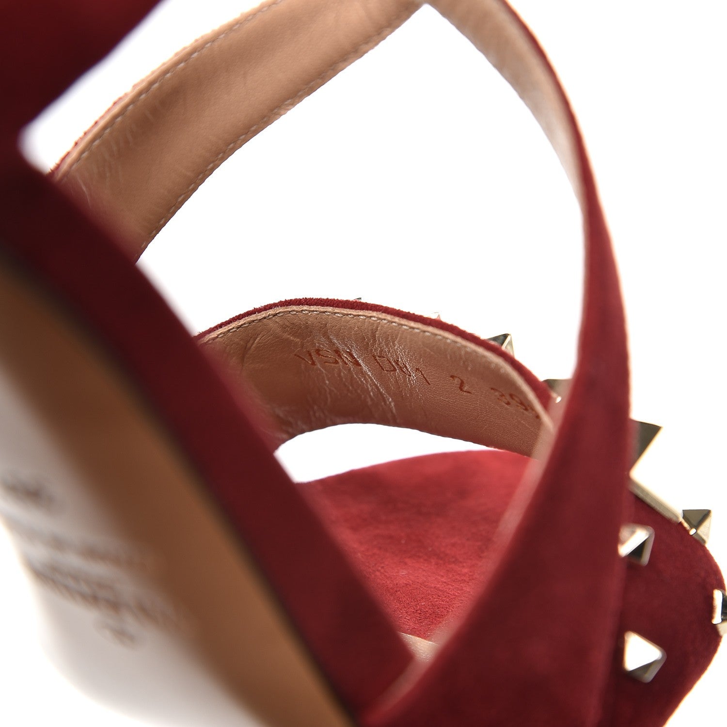 Valentino Garavani Suede Rockstud Lovestud Ankle Strap 100 Sandals 39.5 Rubino 8 of 9