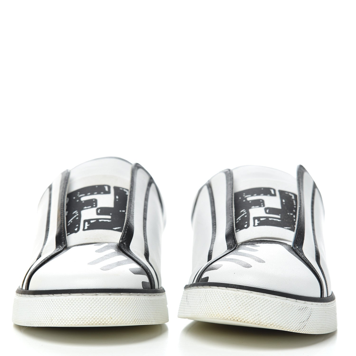 Fendi X JOSHUA VIDES Nappa Rockoclick Slip On Sneakers 37.5 Snow White Black 2 of 20