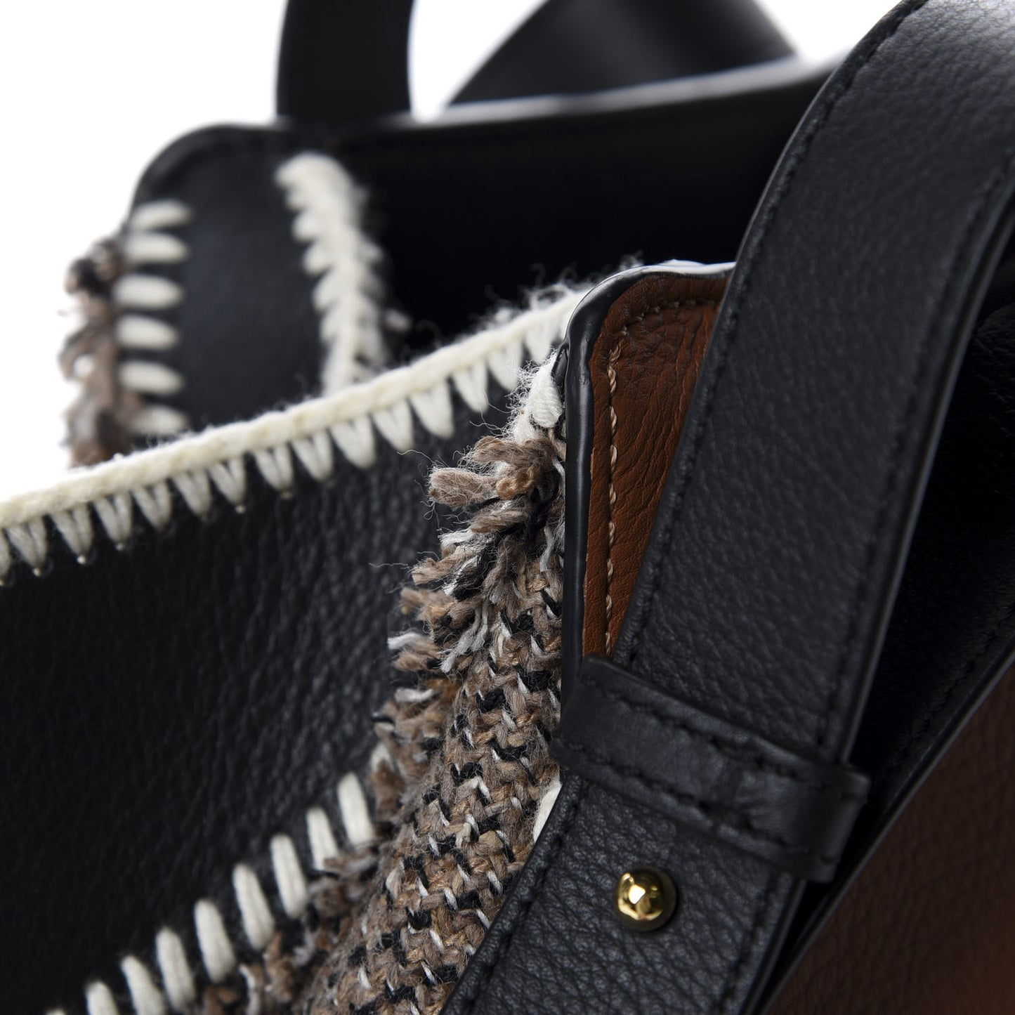 Calfskin Tweed Small Hammock Shoulder Bag Tan Black