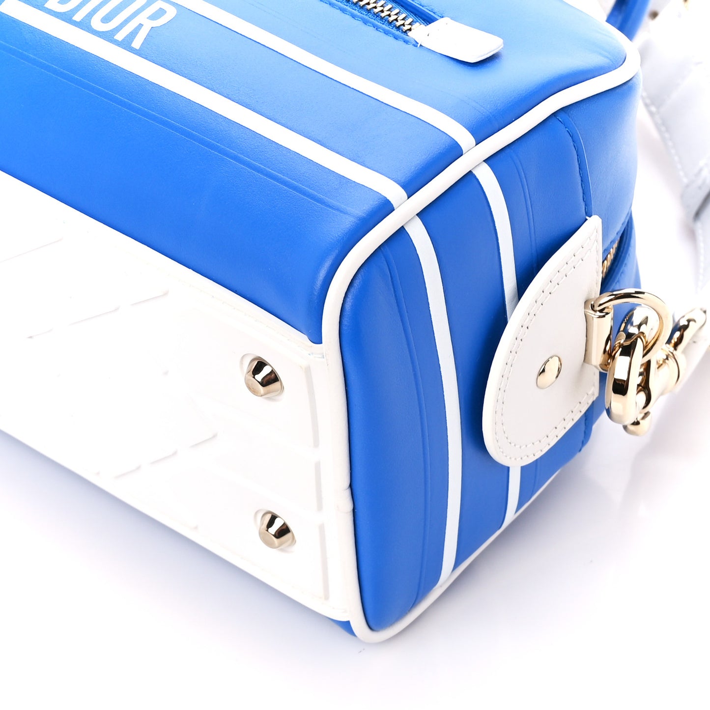 Calfskin Small Dior Vibe Zip Bowling Bag Blue