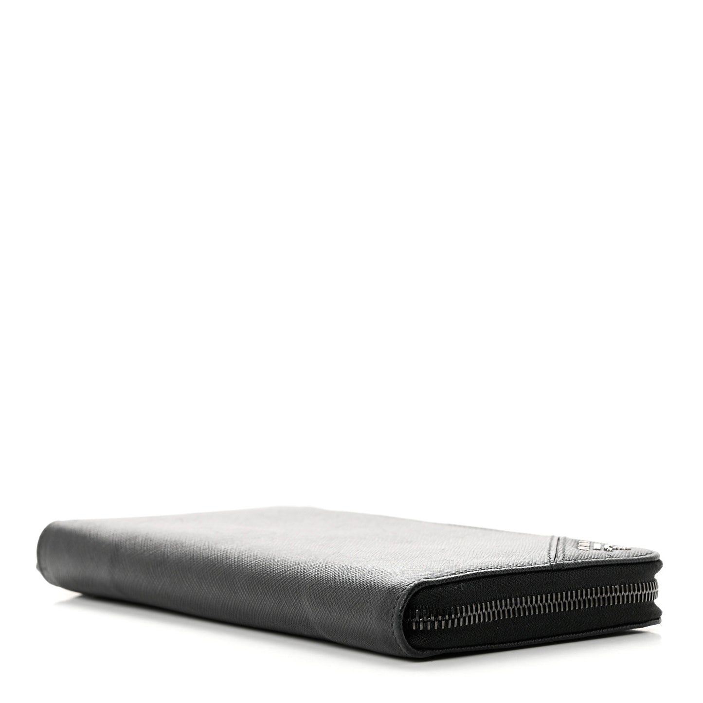 Saffiano Metal Large Zip Around Travel Wallet Black