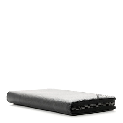 Prada Saffiano Metal Large Zip Around Travel Wallet Black 4 of 10