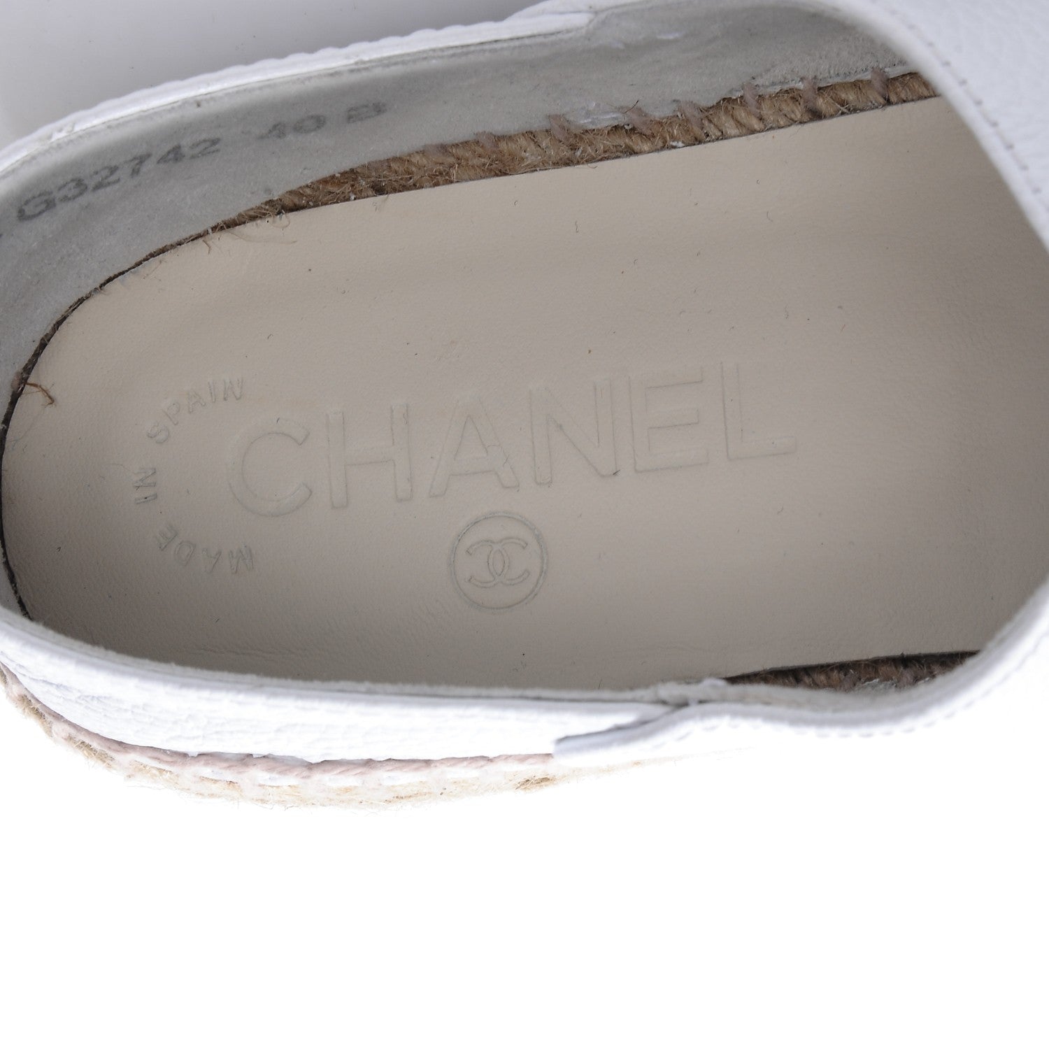 Chanel Grained Calfskin CC Espadrilles 40 White Black 7 of 9