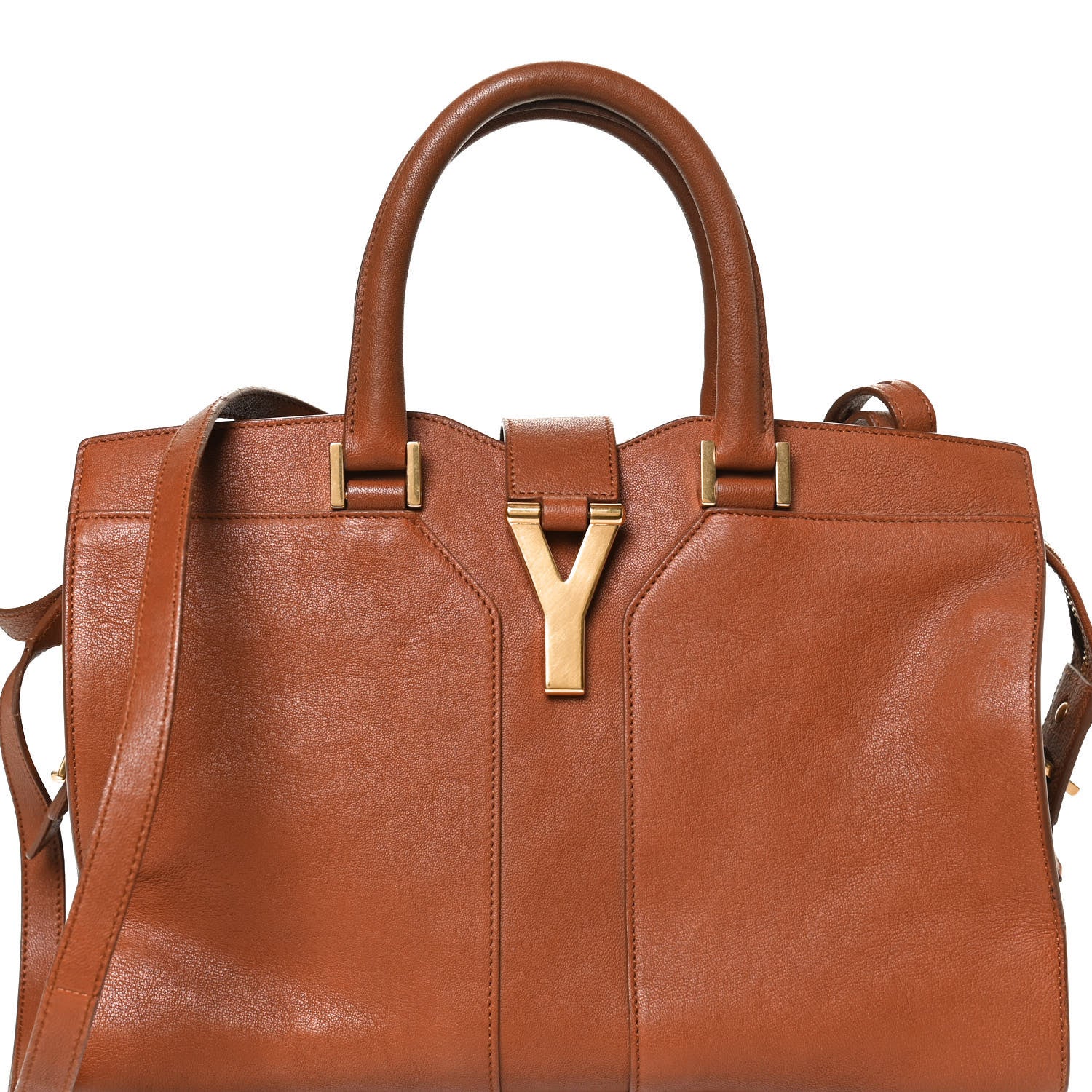 Saint Laurent Calfskin Small Classic Y Cabas Cognac 8 of 10