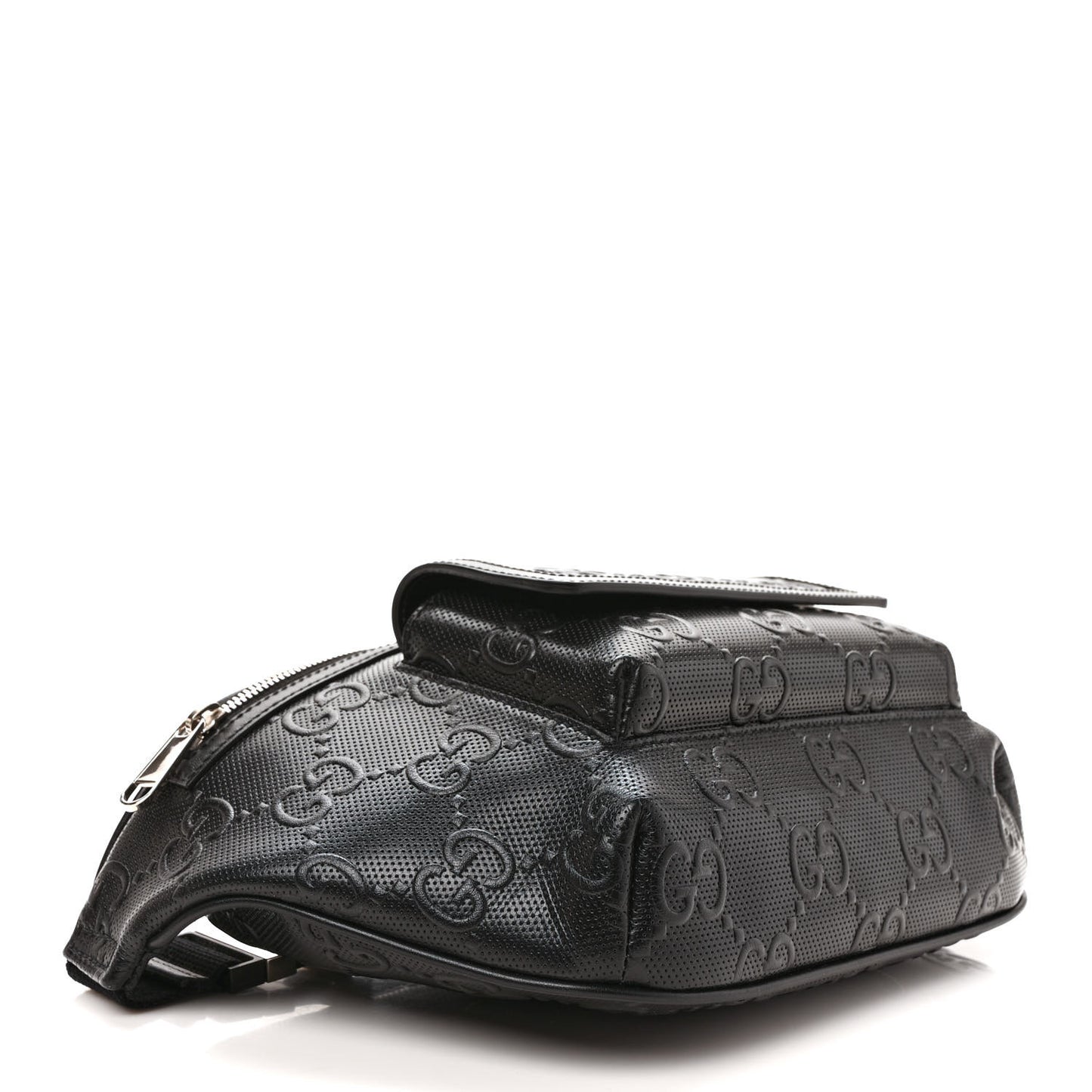 Calfskin GG Tennis Embossed Pocket Belt Bag Black