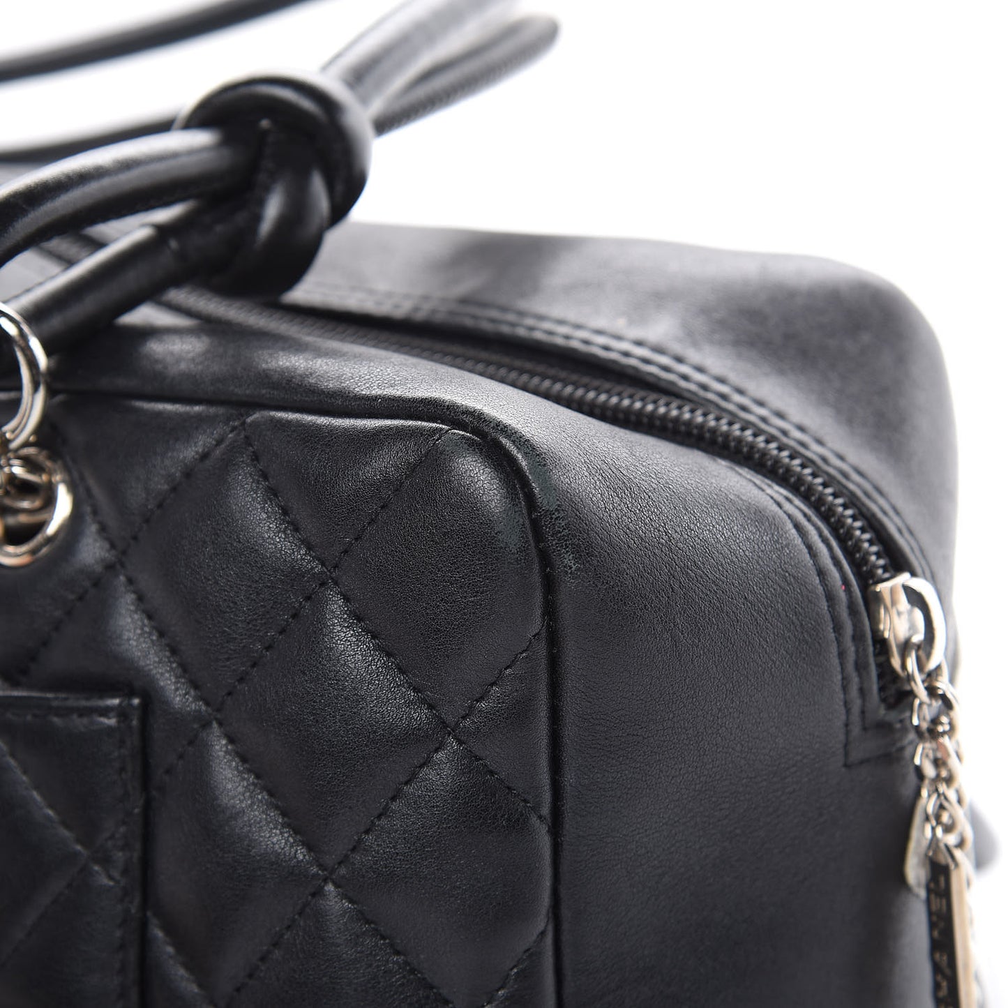 Calfskin Quilted Large Cambon Bowler Black White