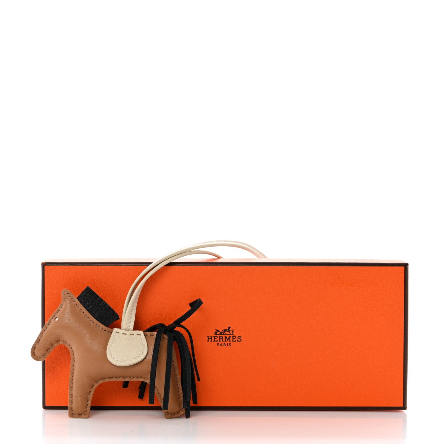 Hermes Milo Lambskin Grigri Rodeo Bag Charm PM Chai Black Craie 6 of 6