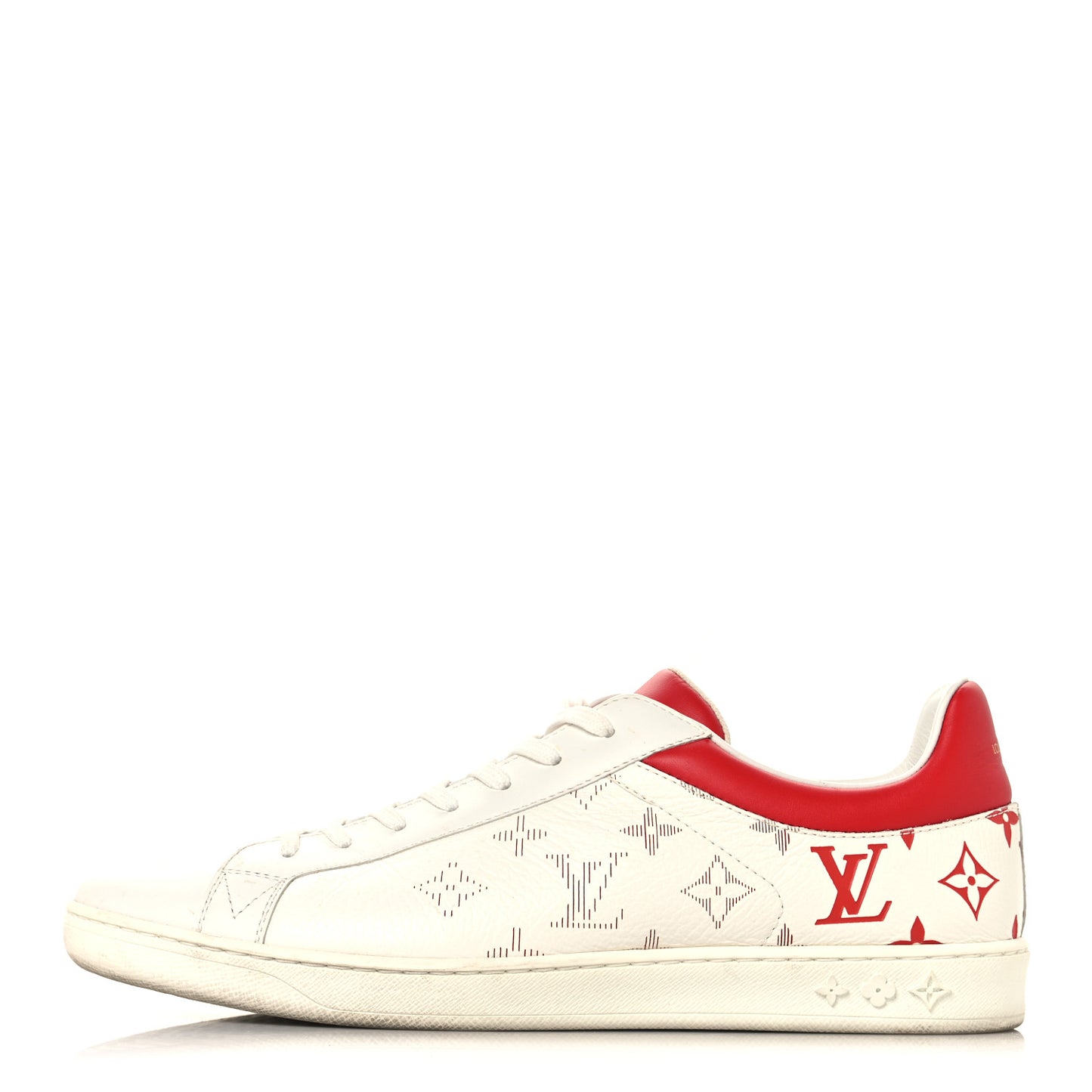 Calfskin Monogram Luxembourg Sneakers 10 Red White