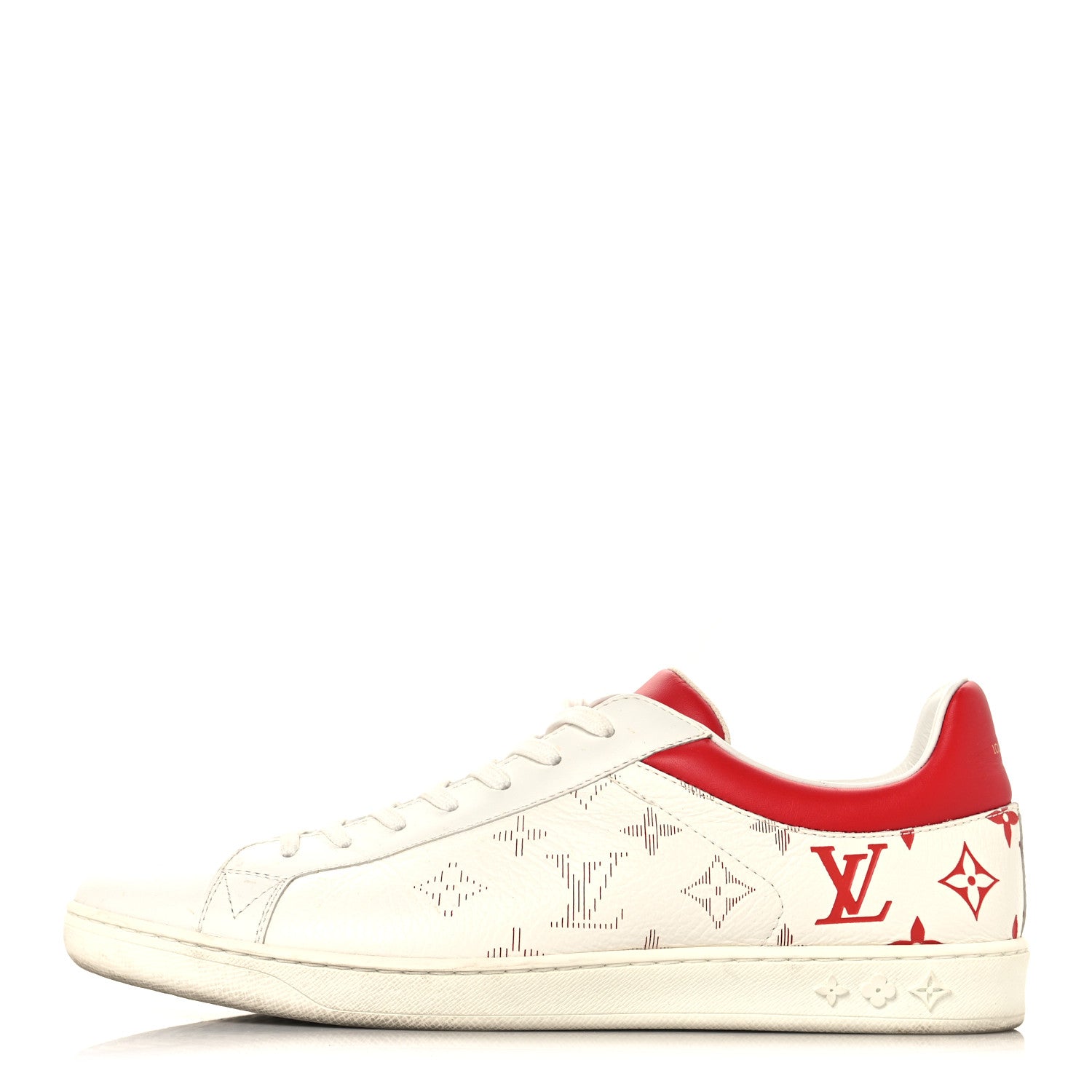 Louis Vuitton Calfskin Monogram Luxembourg Sneakers 10 Red White 1 of 9