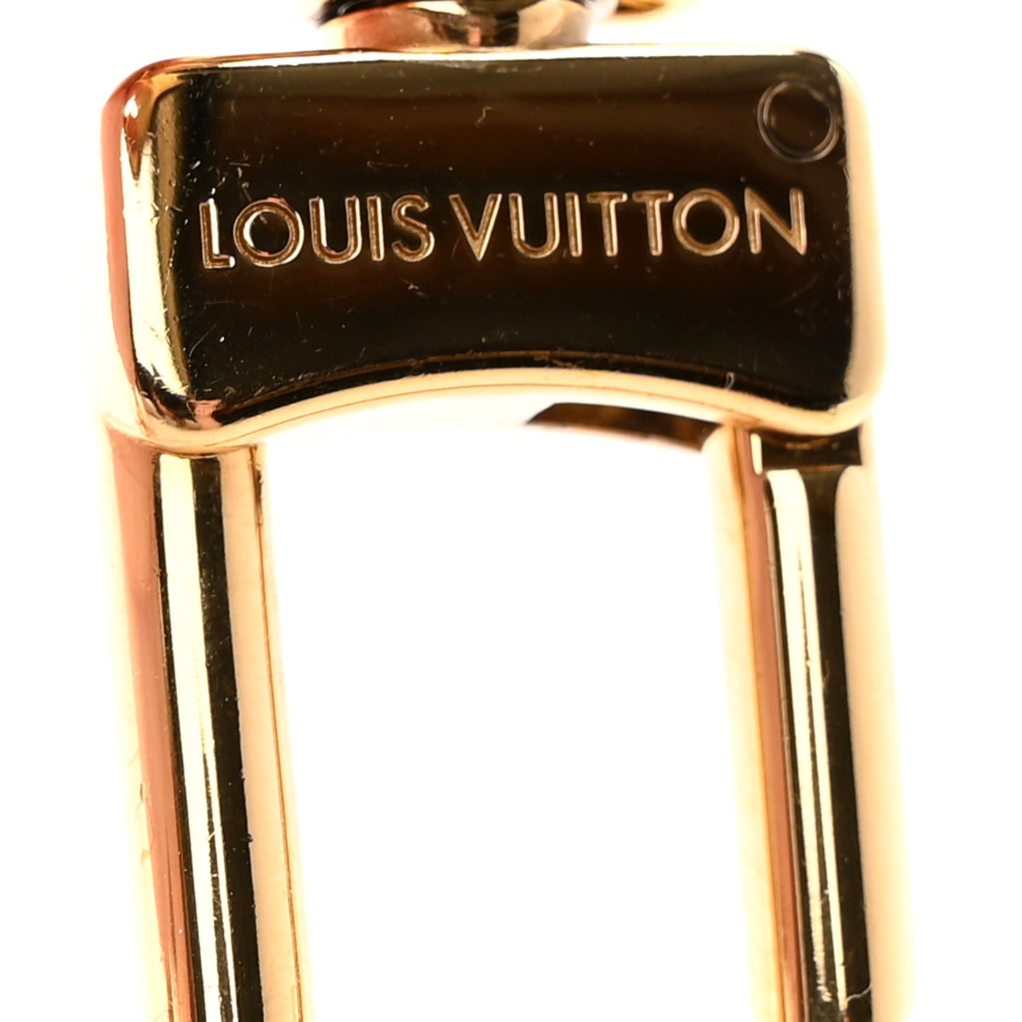Brass Enamel Fleur De Monogram Bag Charm Chain Gold