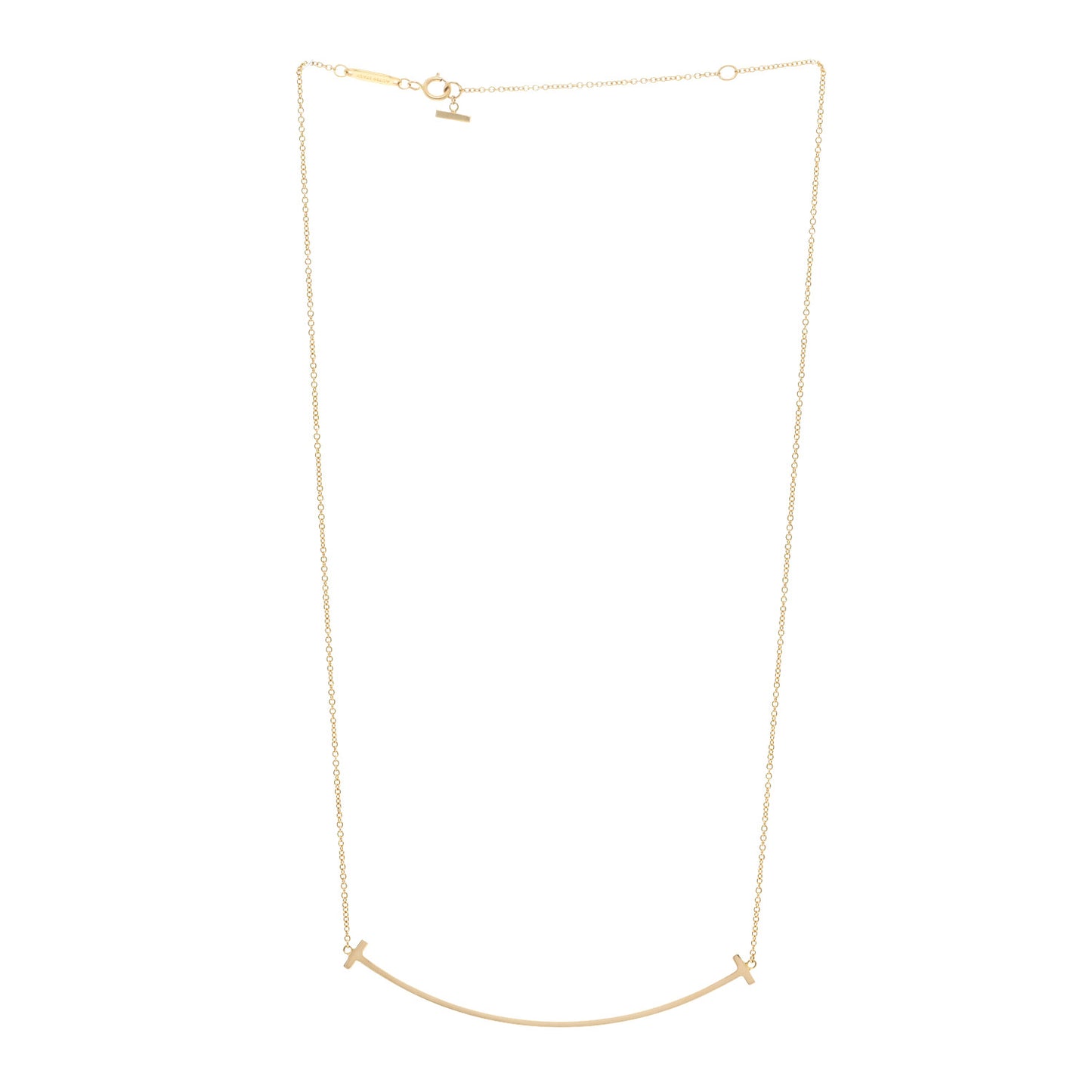 18K Yellow Gold Large T Smile Pendant Necklace