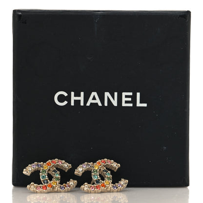 Chanel Crystal Over The Rainbow CC Earrings Gold Multicolor 5 of 5