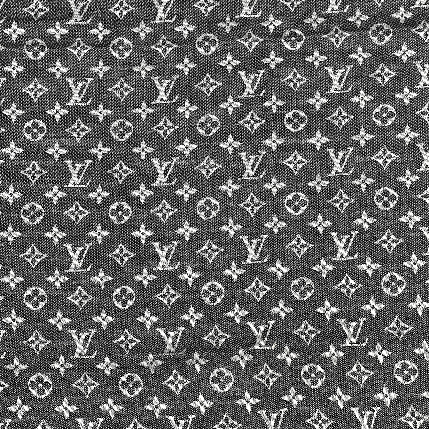 Silk Wool Monogram Denim Shawl Black