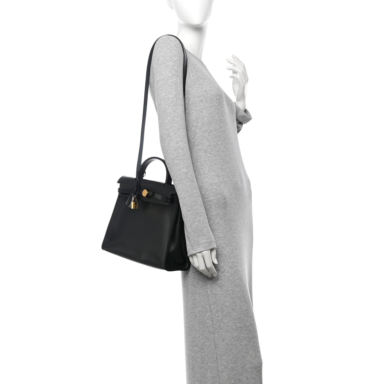 Hermes Toile H Berline Vache Hunter Herbag Zip PM 31 Black Ecru 2 of 12