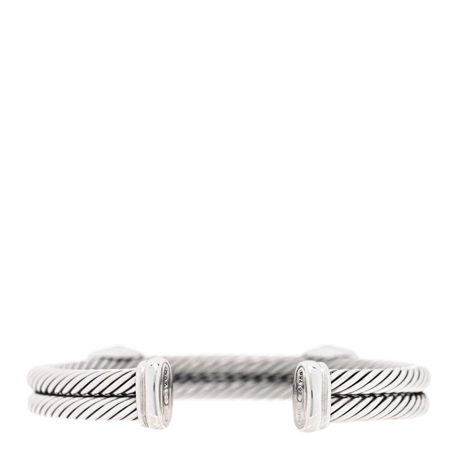 David Yurman Sterling Silver 18K Yellow Gold Lemon Citrine Double Station Cable Bracelet 2 of 3