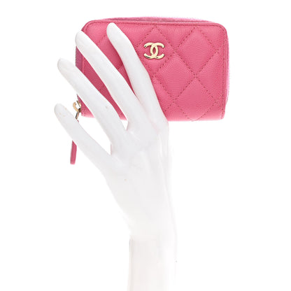 Chanel Caviar Quilted Zip Coin Purse Pink 2 of 8