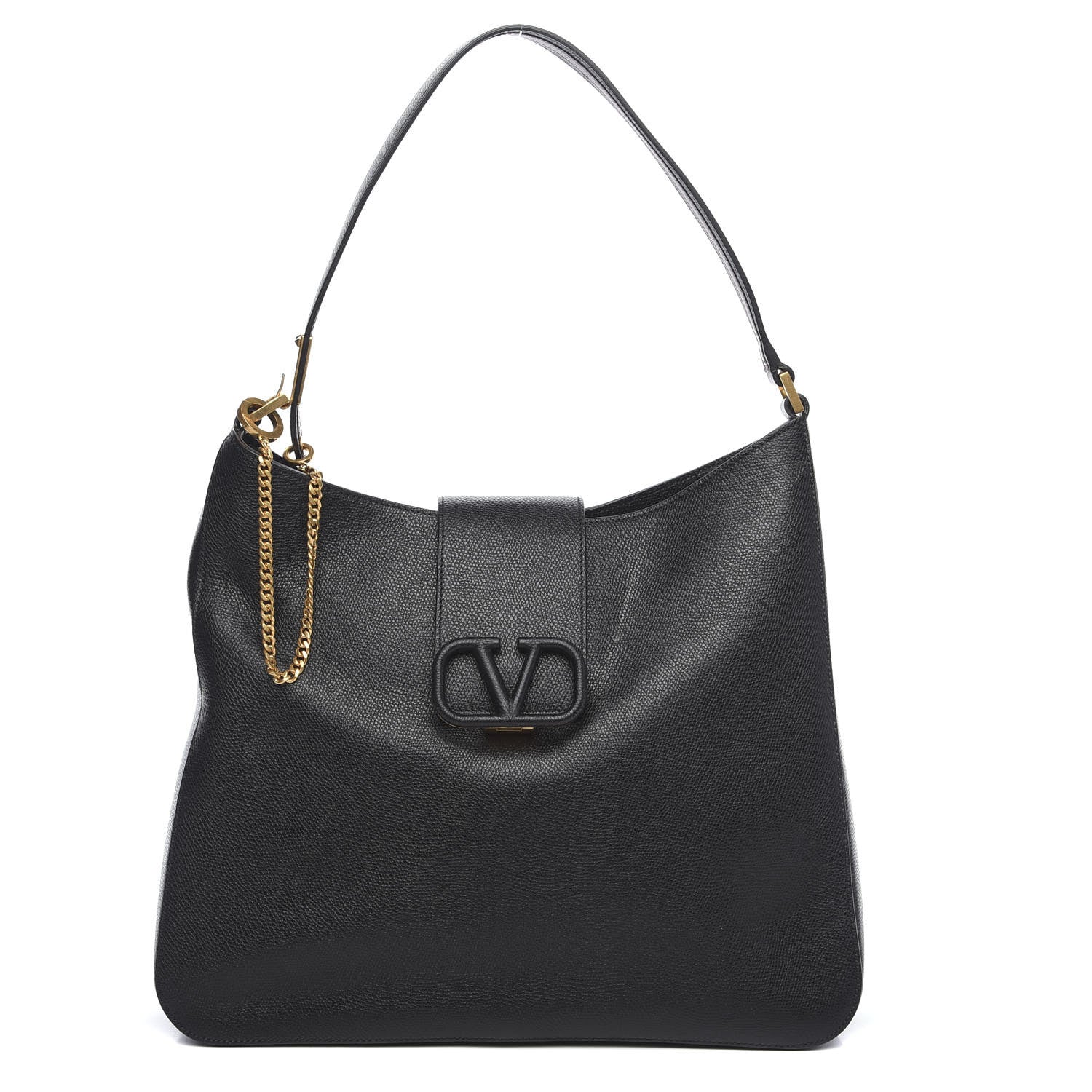 Valentino Garavani Grainy Calfskin VSling Hobo Bag Black 1 of 9