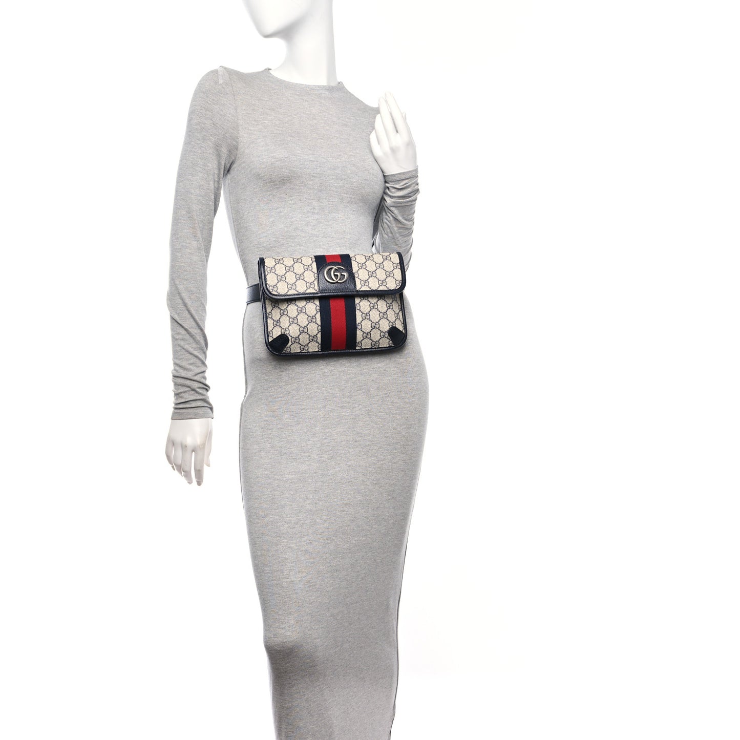 GG Supreme Monogram Web Small Ophidia Belt Bag 120 48 Beige Navy