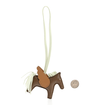 Hermes Milo Lambskin Grigri Rodeo Pegase Horse Bag Charm PM Etoupe Vert Fizz Biscuit 2 of 5