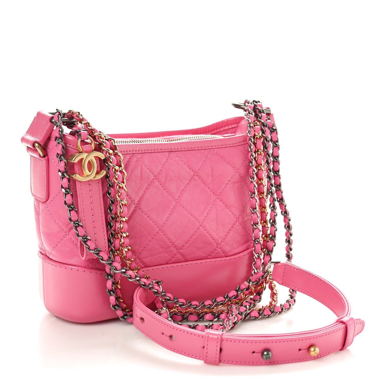 Chanel Aged Calfskin Quilted Small Gabrielle Hobo  Pink 3 of 10