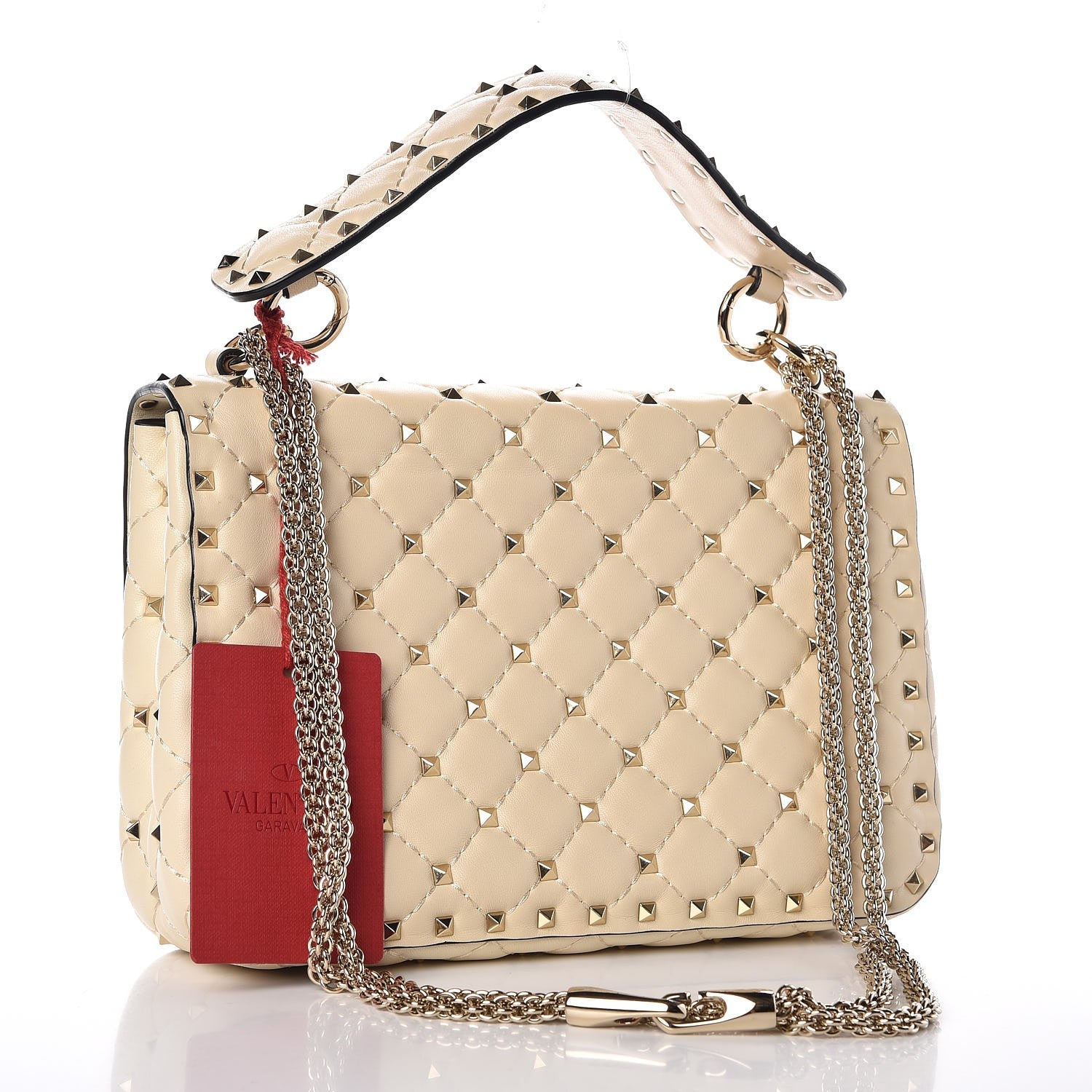 Valentino Garavani Nappa Medium Rockstud Spike Shoulder Bag Light Ivory 3 of 6