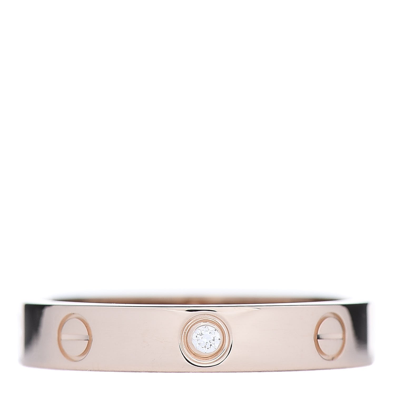 Cartier 18K Pink Gold Diamond 4mm LOVE Wedding Band Ring 60 9 1 of 5