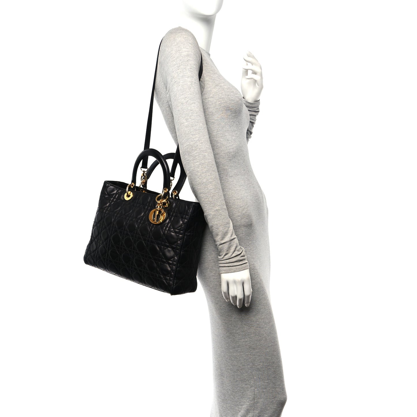 Lambskin Cannage Large Lady Dior Black