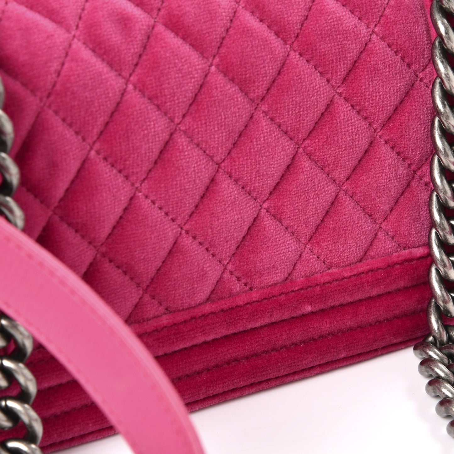 Velvet Quilted Small Boy Flap Fuchsia