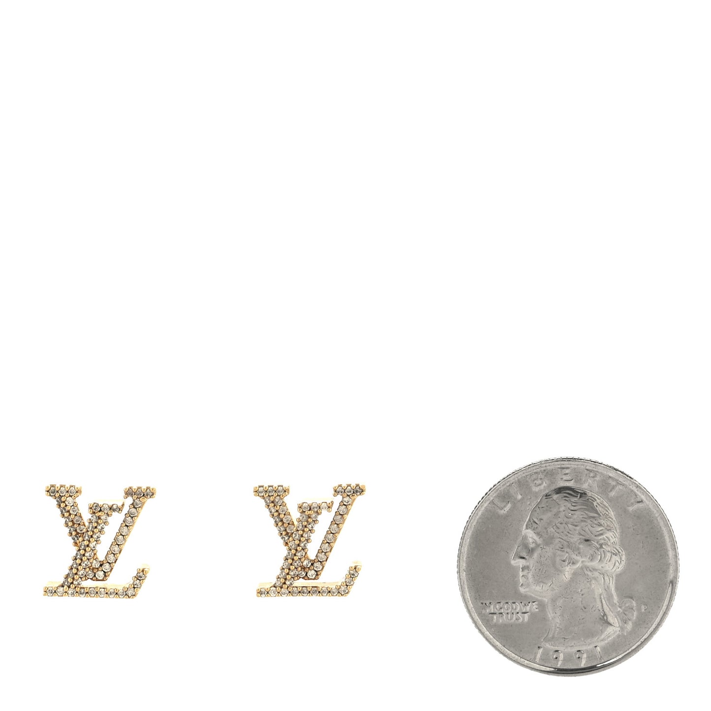 Metal Crystal LV Iconic Earrings Gold