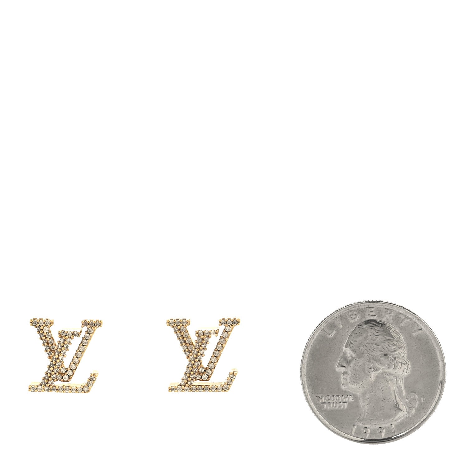 Louis Vuitton Metal Crystal LV Iconic Earrings Gold 2 of 6