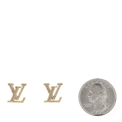 Louis Vuitton Metal Crystal LV Iconic Earrings Gold 2 of 6