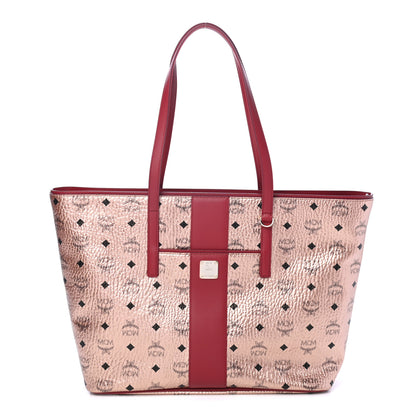 MCM Metallic Visetos Medium Anya Shopper Tote Champagne Gold 1 of 4