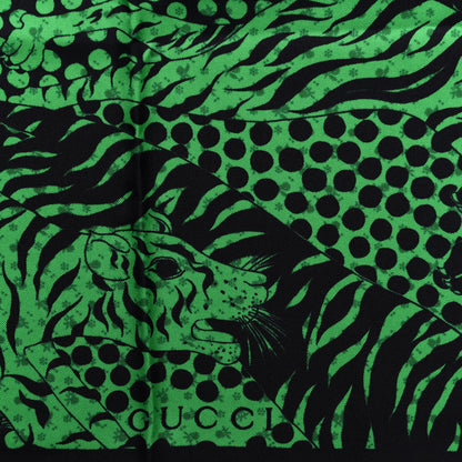 Gucci Silk Tiger Print Square Scarf Green Black 3 of 5