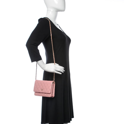 Chanel Iridescent Caviar Quilted Wallet on Chain WOC Rose Pink 2 of 11
