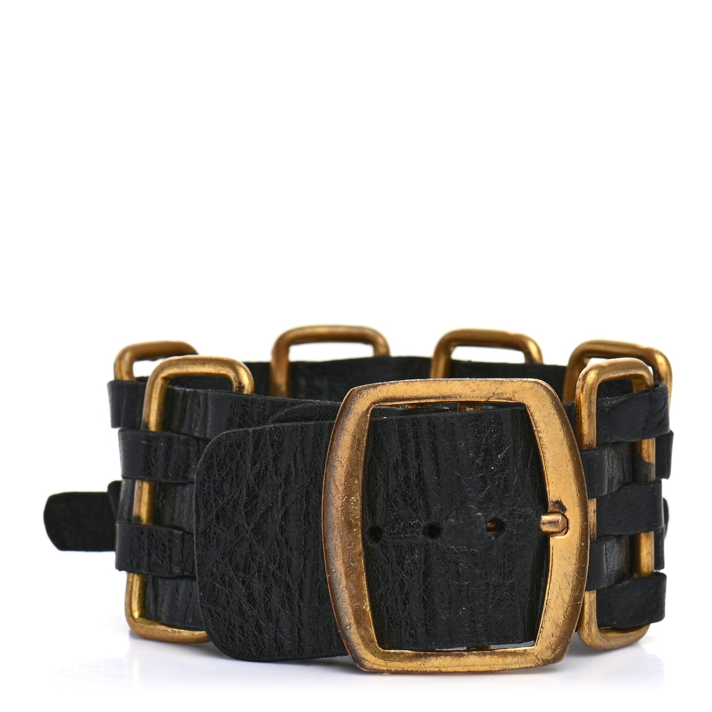 Lambskin Chain Bracelet Black Gold