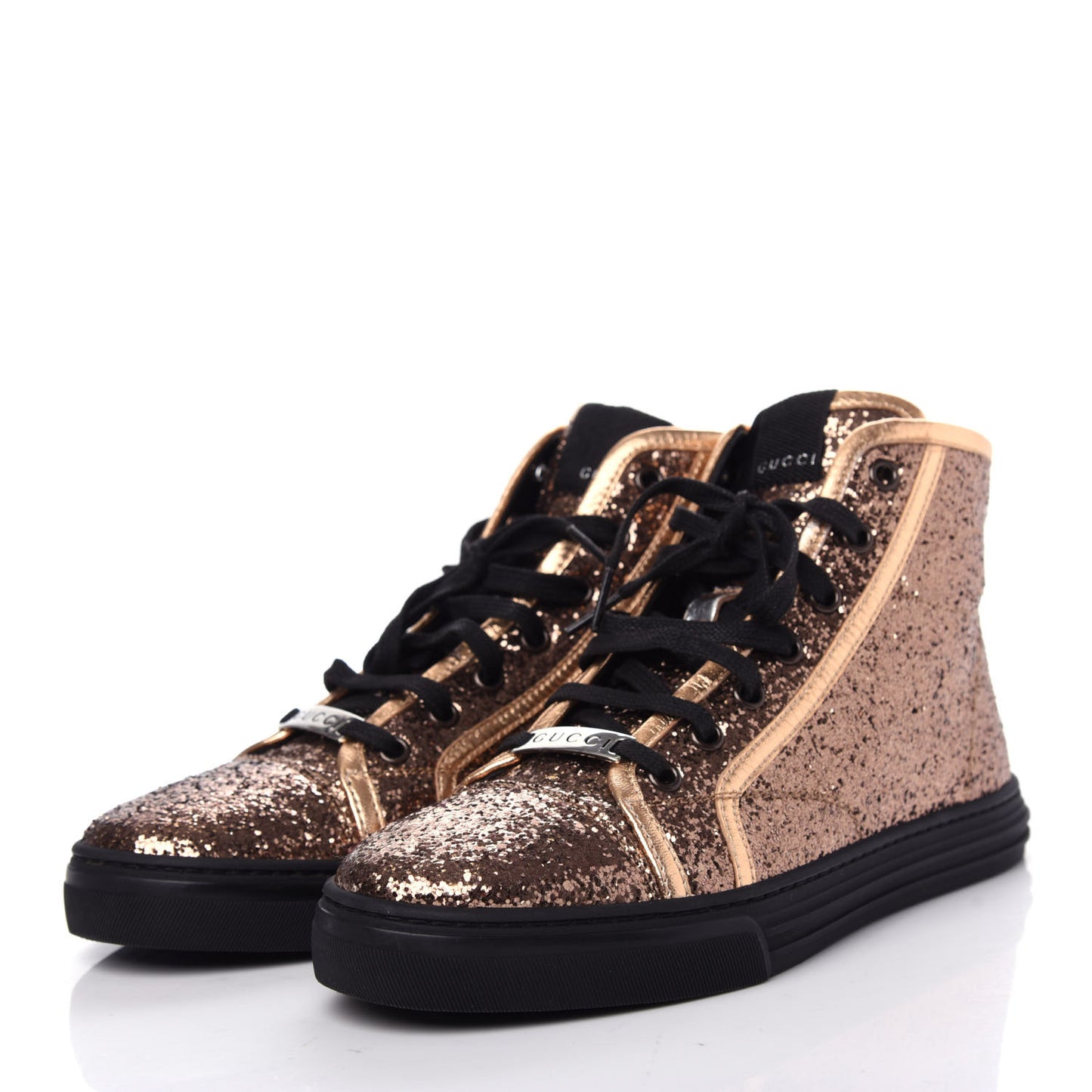 Nappa Glitter Galactica High Top Sneakers 38 Copper