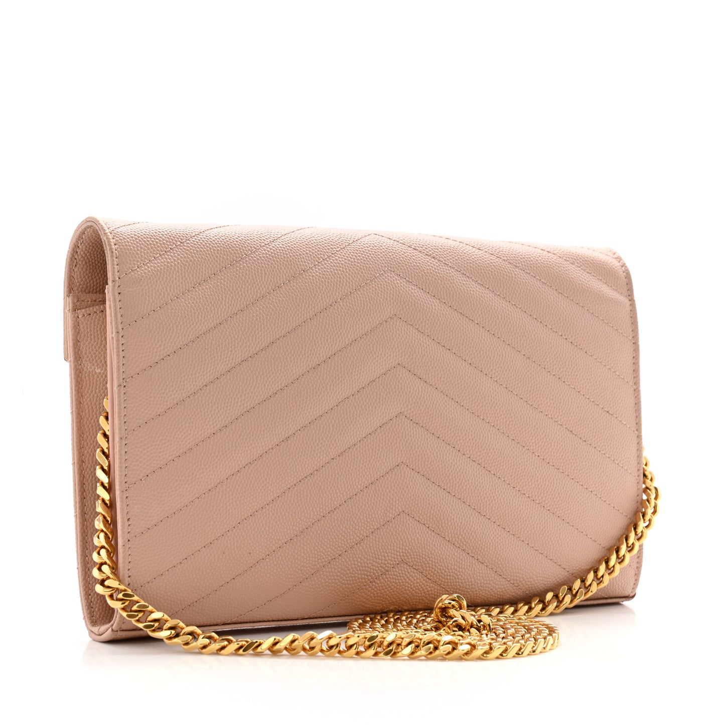 Grain De Poudre Matelasse Chevron Monogram Chain Wallet Pale Pink